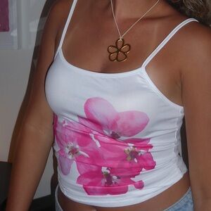 Amazon White and Pink Floral Tank Top